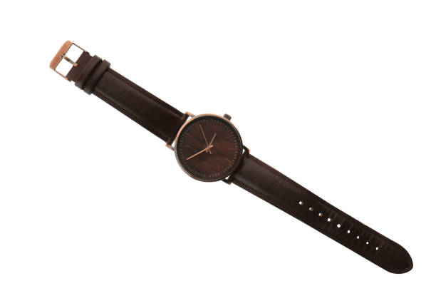 istock Elegant wristwatch isolated on white, top view 1333575601