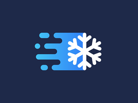 Vector illustration of fast move snowflake icon.