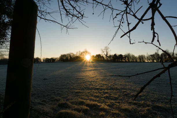 istock Sunrise on a frosty field 1333576930