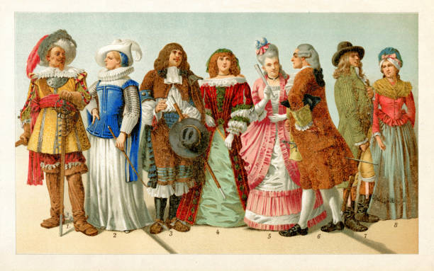 ilustrações de stock, clip art, desenhos animados e ícones de period costume 17th - 18th century europe - 17th century style
