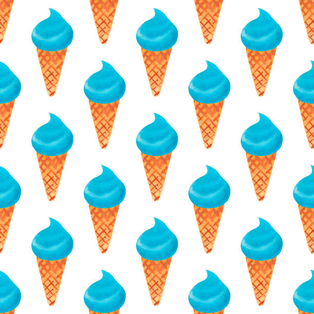 istock Seamless pattern with frozen desserts. A cone with a blue ice cream ball. 1333578333