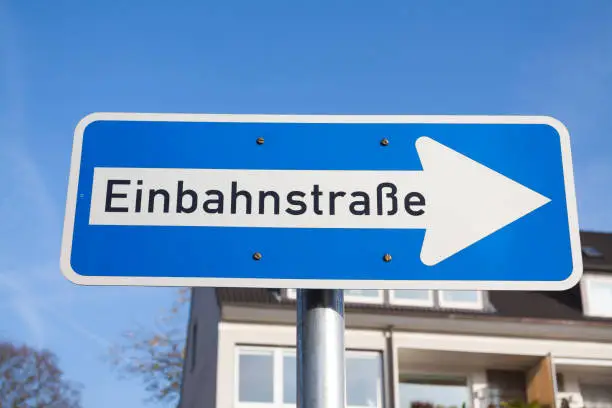 One way road sign Einbahnstrasse