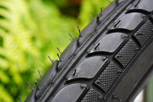 Close-up new bike tire tread
