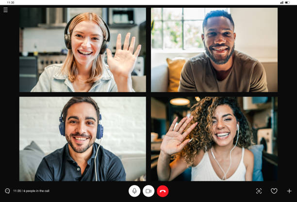 istock Group of people on a video call from home. 1333586382