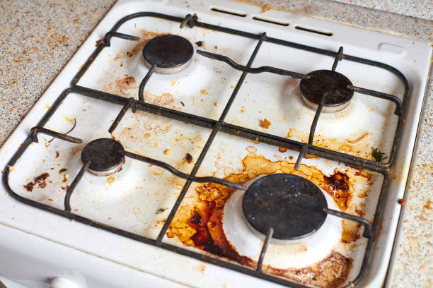 istock Dirty stove with food leftovers 1333586739