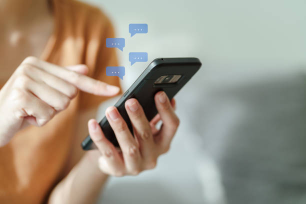 istock Young Asian woman using smartphone typing, chatting conversation . Social Network, technology concept 1333587828