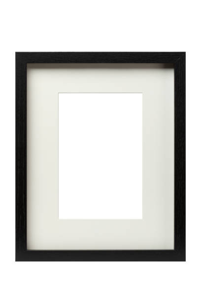 istock Black wooden vertical picture frame with matte isolated with clipping path 1333589125