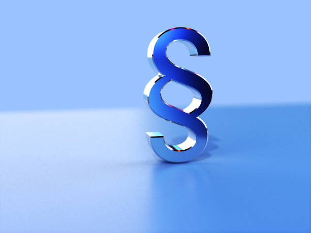 istock 3D rendered paragraph shapes on a light blue background in a metallic material. Illustration for transparent laws, new regulations, or justice systems. Visualization for legislation. 1333593511