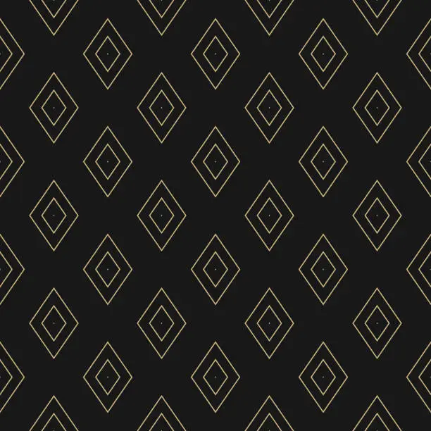 Vector illustration of Vector golden linear rhombuses texture. Minimalist geometric seamless pattern