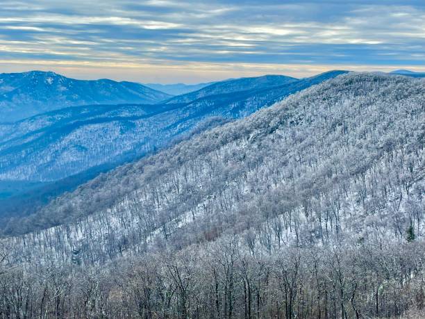 parco nazionale di shenandoah - inverno - shenandoah river valley foto e immagini stock