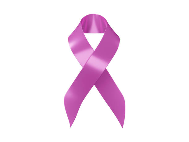 cinta rosa realista para el símbolo de conciencia del cáncer de mama 3d representación aislada sobre fondo blanco. trazado de recorte. - breast cancer awareness fotografías e imágenes de stock