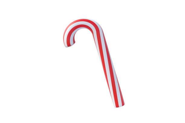 istock Christmas cane, candy with red stripes isolated on white background. New Years celebration concept. Traditional sweet dessert. 3d render 1333603565