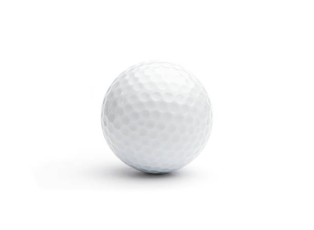 Close up of a golf ball on white background stock photo