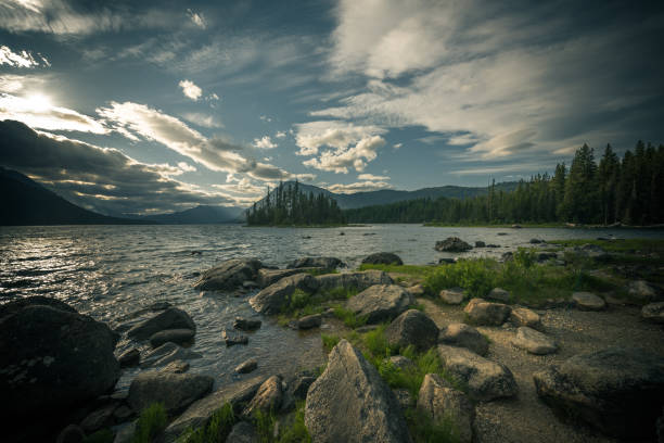 Dramatic sky and beautiful landscape of Lake Wenatchee, Washington state, Pacific Northwest