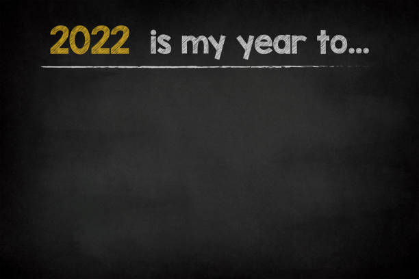 2022 new year expectations on chalkboard
