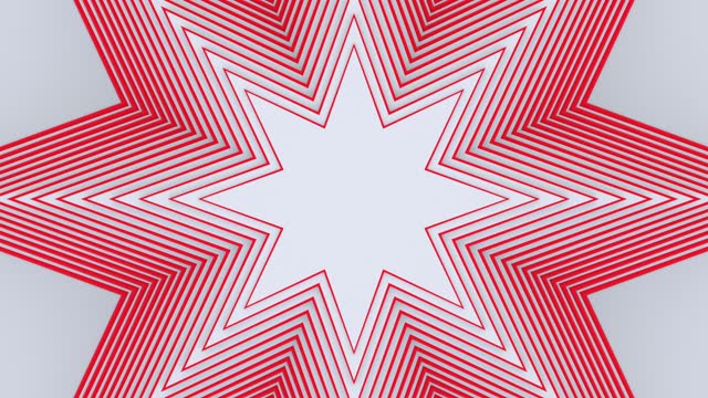 White red background, architectural futuristic construction, 3d motion design, layered paper art, looping animated 4K wallpaper, abstract geometric pattern, hypnotic animation, star shapes