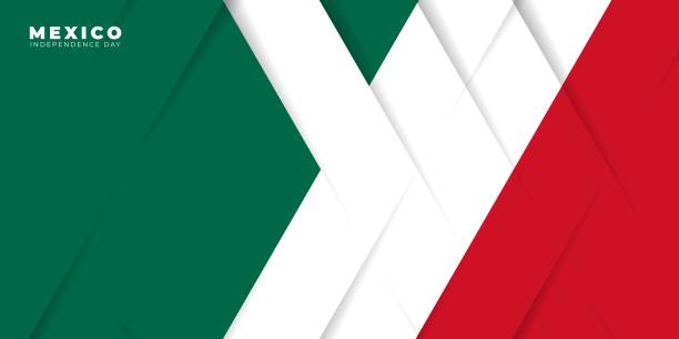 ilustraciones, imágenes clip art, dibujos animados e iconos de stock de fondo para el día de la independencia de méxico con diseño geométrico verde, blanco y rojo - bandera mexicana