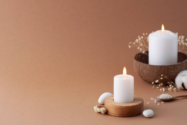 istock Spa treatment concept on brown background. Close up, copy space. 1333622658