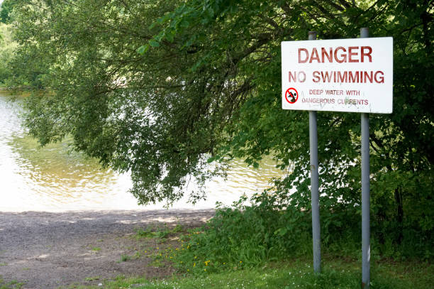 istock Danger no swimming sign deep water at Loch Lomond 1333623928