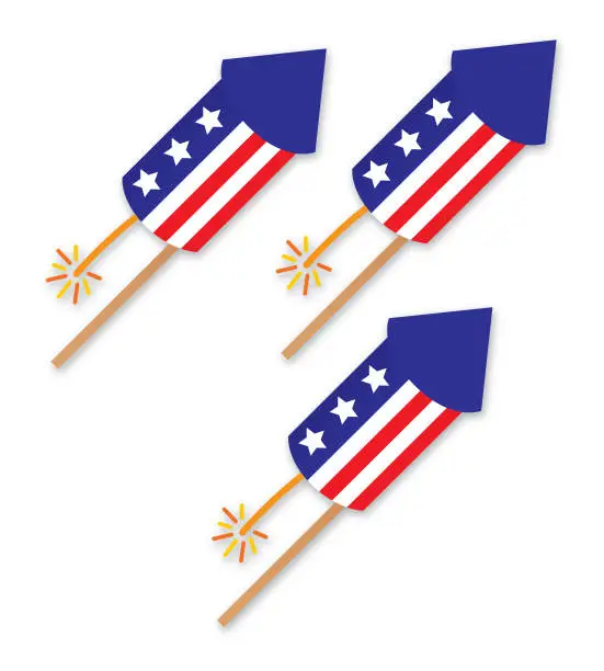 Vector illustration of American Flag Fireworks