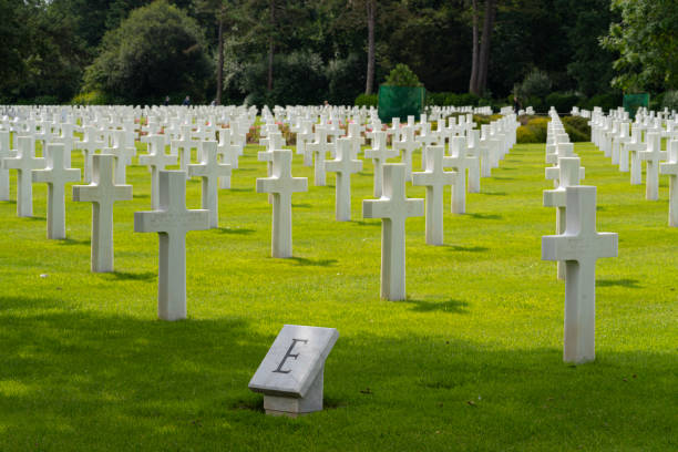 colleville-sur-mer, francia: cementerio americano de normandía - basse normandy colleville 1944 france fotografías e imágenes de stock