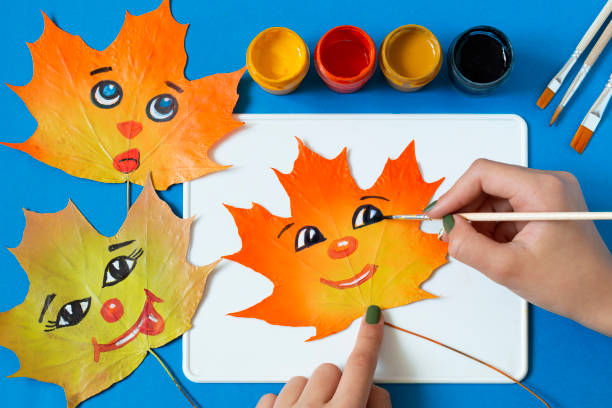 istock Hand painted dry autumn maple leaves. Variant 2 1333631974