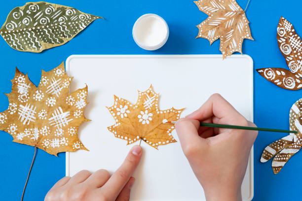 istock Hand painted dry autumn maple leaves. Variant 13 1333631990