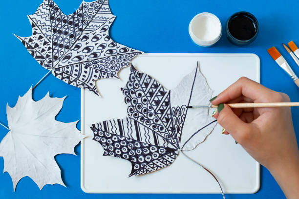 istock Hand painted dry autumn maple leaves. Variant 11 1333631992