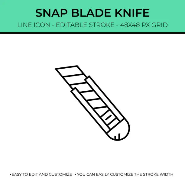 Vector illustration of Snap Blade Knife Line Icon Design