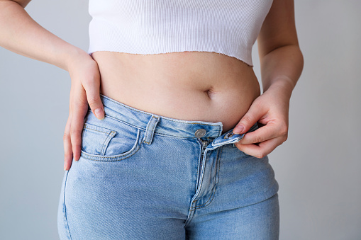 Overweight women wearing a jeans