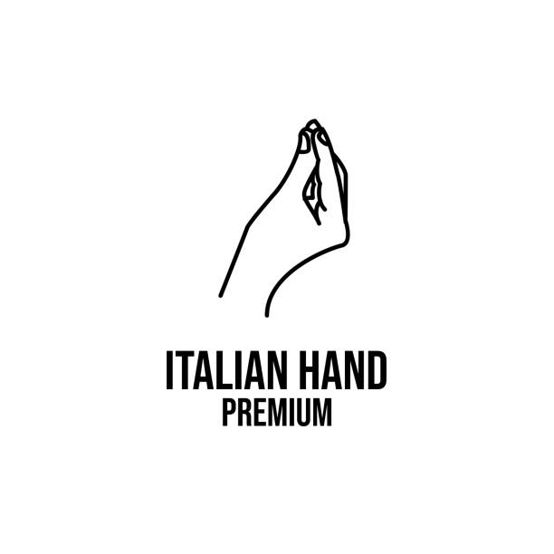 italienische pinienzapfen hand geste linie icon design illustration - italian culture stock-grafiken, -clipart, -cartoons und -symbole