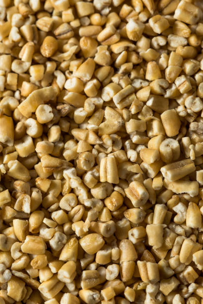 드라이 오가닉 스틸 컷 귀리 - steel cut oats 뉴스 사진 이미지