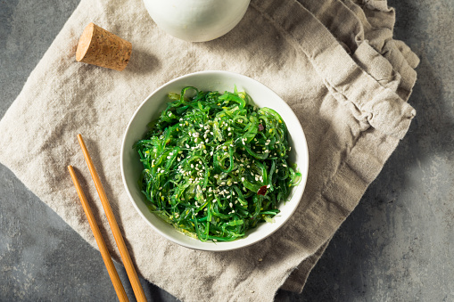 Homemade Healthy Korean Miyeok Muchim Seaweed Salad with Sesame Seeds