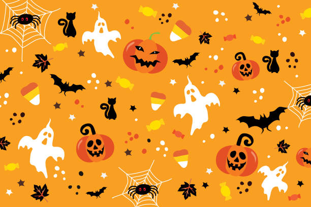 ilustraciones, imágenes clip art, dibujos animados e iconos de stock de conjunto de ilustraciones vectoriales variadas para halloween. uso para el diseño. eps10. - halloween background