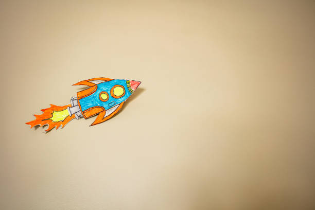 istock Rocket hand drawn on the cartoon flying in space 1333654250