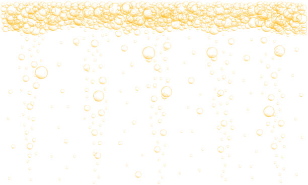 istock Golden bubbles stream background. Sparkling fizzy drink, carbonated water, beer, soda, lemonade, champagne texture. Vector realistic illustration 1333654493