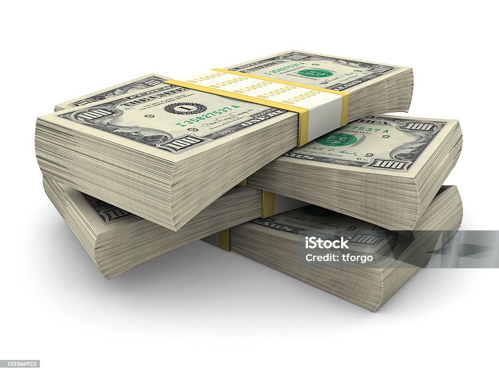 Куча 100 долларов банкноты - Стоковые фото Сложенное стопкой роялти-фри