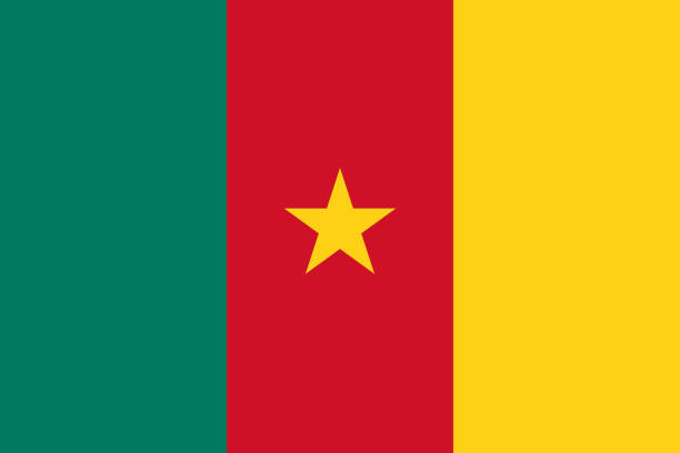 National flag of Cameroon original size and colors vector illustration, Cameroonian flag or drapeau du Cameroun have the star of unity, Pan-African colours Republic of Cameroon flag National flag of Cameroon original size and colors vector illustration, Cameroonian flag or drapeau du Cameroun have the star of unity, Pan-African colours Republic of Cameroon flag. Vector illustration cameroon stock illustrations