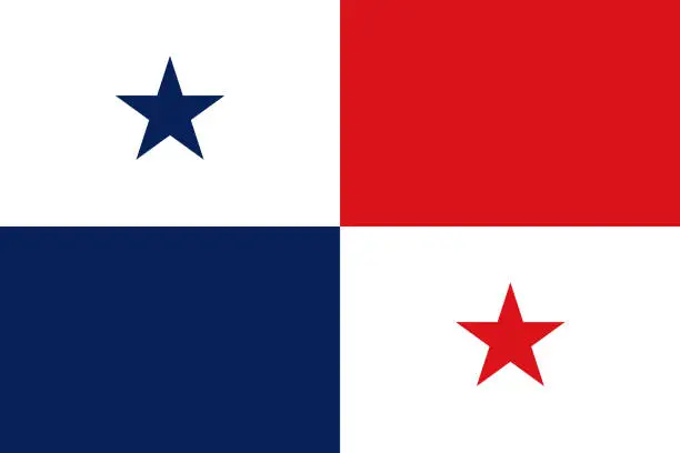 Vector illustration of National flag of Panama original size and colors vector illustration, Panamanian flag day Fiestas Patrias, Republic of Panama flag designed by Manuel Amador Guerrero family