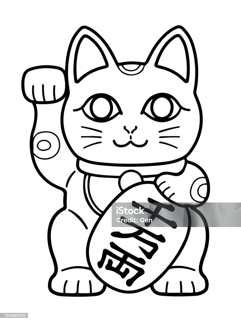 たねきねこか日本のラッキーキャット - 招き猫のロイヤリティフリーベクトルアート