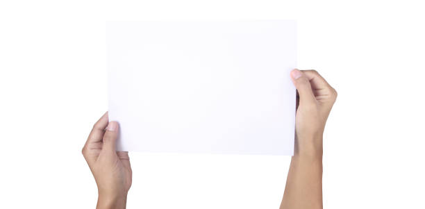 istock Hands holding paper blank for  letter paper 1333692915