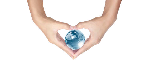 istock Glass globe in hand,Energy saving concept, by NASA 1333692919