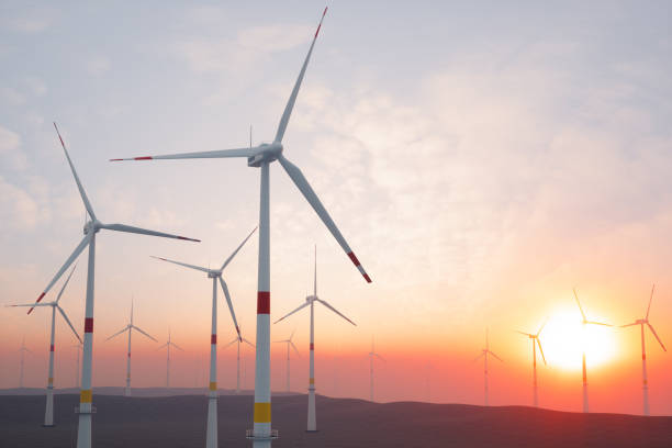 istock Wind Turbines For Clean Energy Production. Sunset View Background. 1333694054