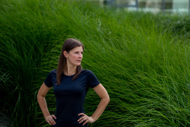 Portrait of a sporty woman. Fitness and wellness workout concept. stock photo