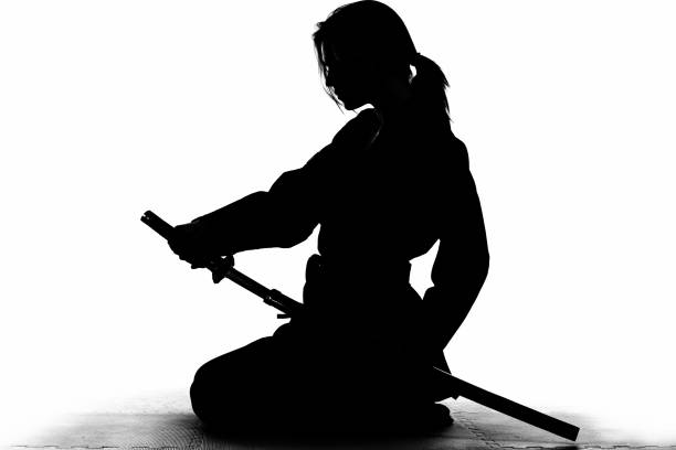 Warrior and the Katana stock photo