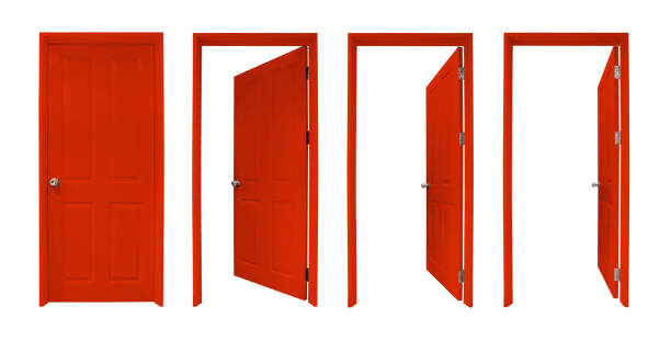 istock Group of wooden doors isolated on white background 1333704600