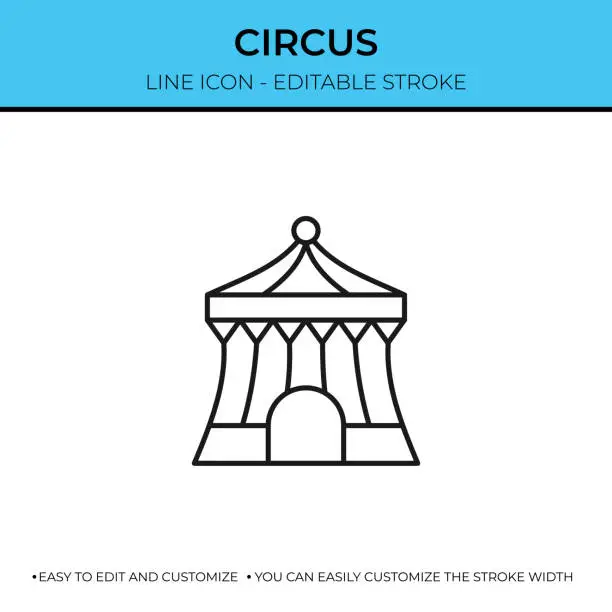 Vector illustration of Circus Single Line Icon