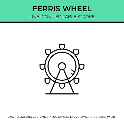 Ferris Wheel Editable Stroke Vector Style Line Icon