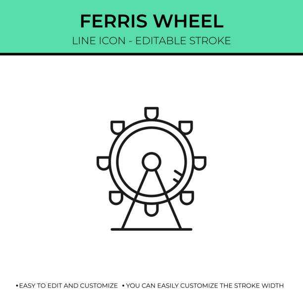 Ferris Wheel Single Line Icon Ferris Wheel Editable Stroke Vector Style Line Icon ferris wheel stock illustrations