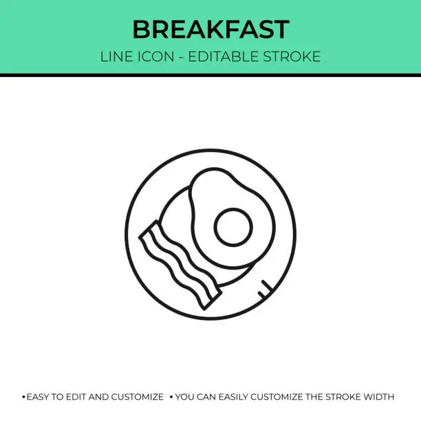 Vector illustration of Breakfast Single Line Icon